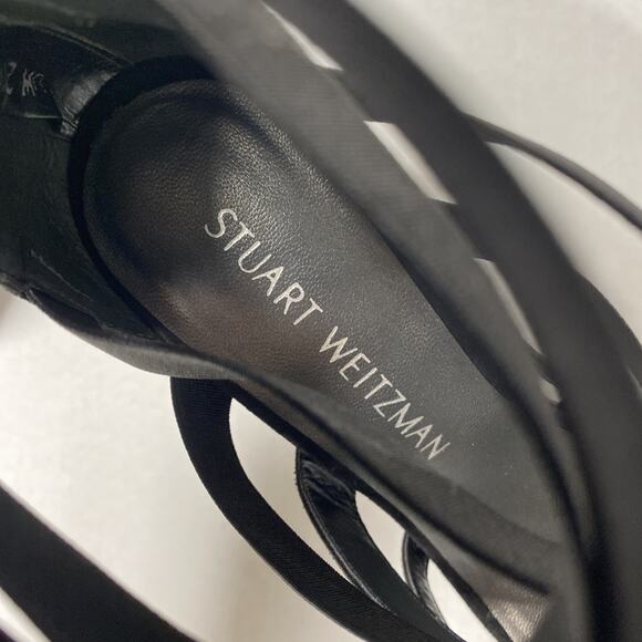 Stuart Weitzman Mummy Sandal Black 3.75" Block Heel Elastic Cage Open To… - Picture 8 of 10